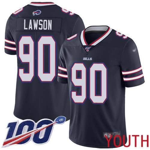 Youth Buffalo Bills #90 Shaq Lawson Limited Navy Blue Inverted Legend 100th Season NFL Jersey->youth nfl jersey->Youth Jersey